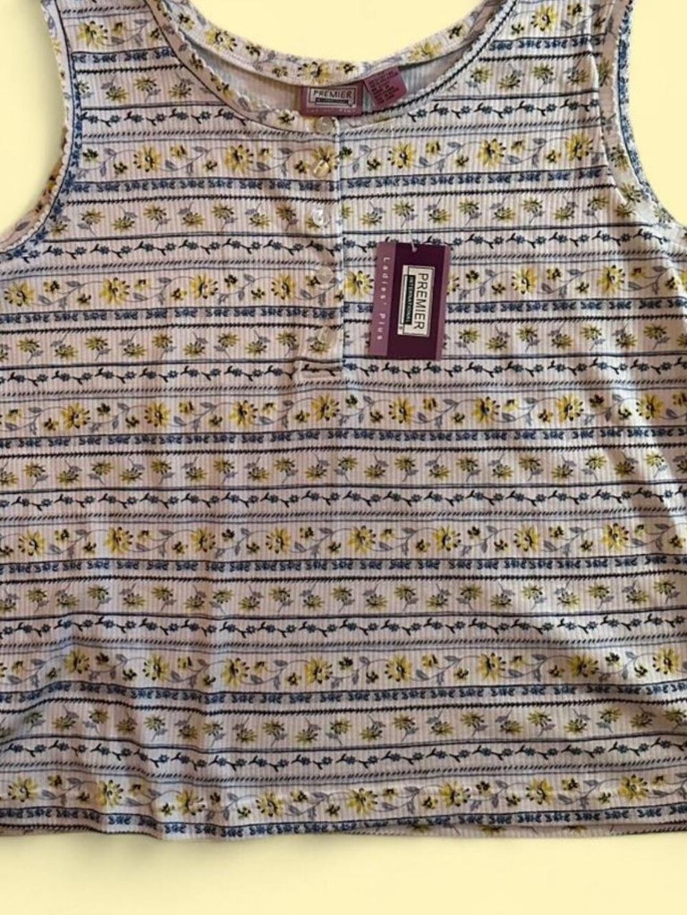 Vintage Premier International multicoloured floral tank top Size 2XL NWT #floral